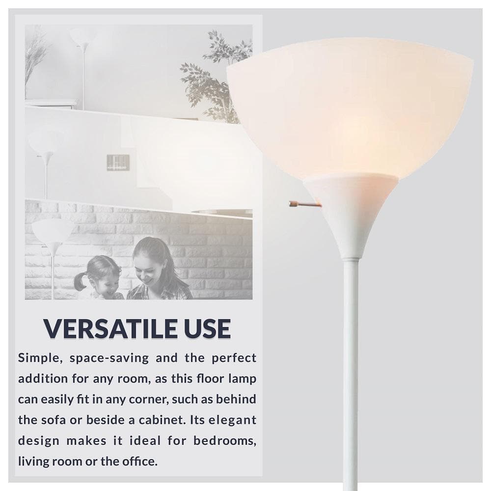 Newhouse 71-Inch White Glass Torchiere Floor Lamp