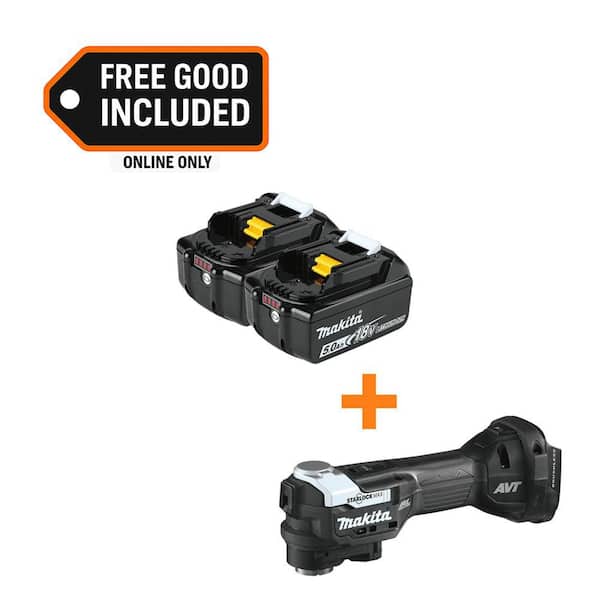 18V LXT Lithium-Ion Battery Pack 5.0 Ah with LED Charge Level (2-Pack) with 18V LXT Brushless StarlockMax Multi-Tool