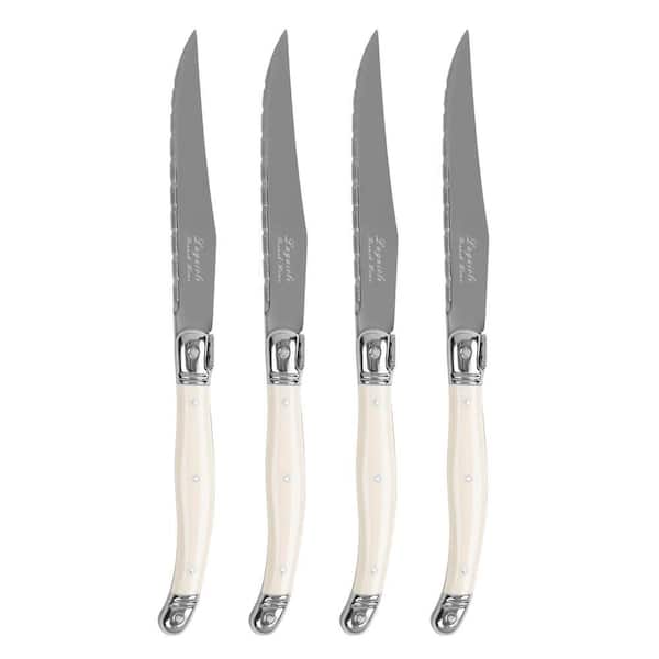 Laguiole Connoisseur 4-Piece Steak Knife Set with Ivory-Colored Handles