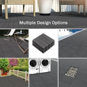 1 ft. W x 1 ft. L 6 Patio Tiles Woodgrain Wood/Polypropylene Interlocking Deck Tile Flooring in Gray