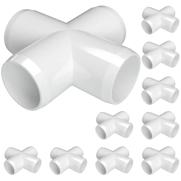 Formufit 1/2 in. Furniture Grade PVC Cross in White (10-Pack) F012CRX-WH-10