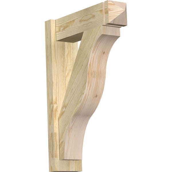 Ekena Millwork 6 in. x 28 in. x 20 in. Douglas Fir Fuston Arts and Crafts Rough Sawn Outlooker