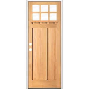 36 in. x 96 in. Craftsman Right Hand 6-LIte Clear Stain Douglas Fir Prehung Front Door
