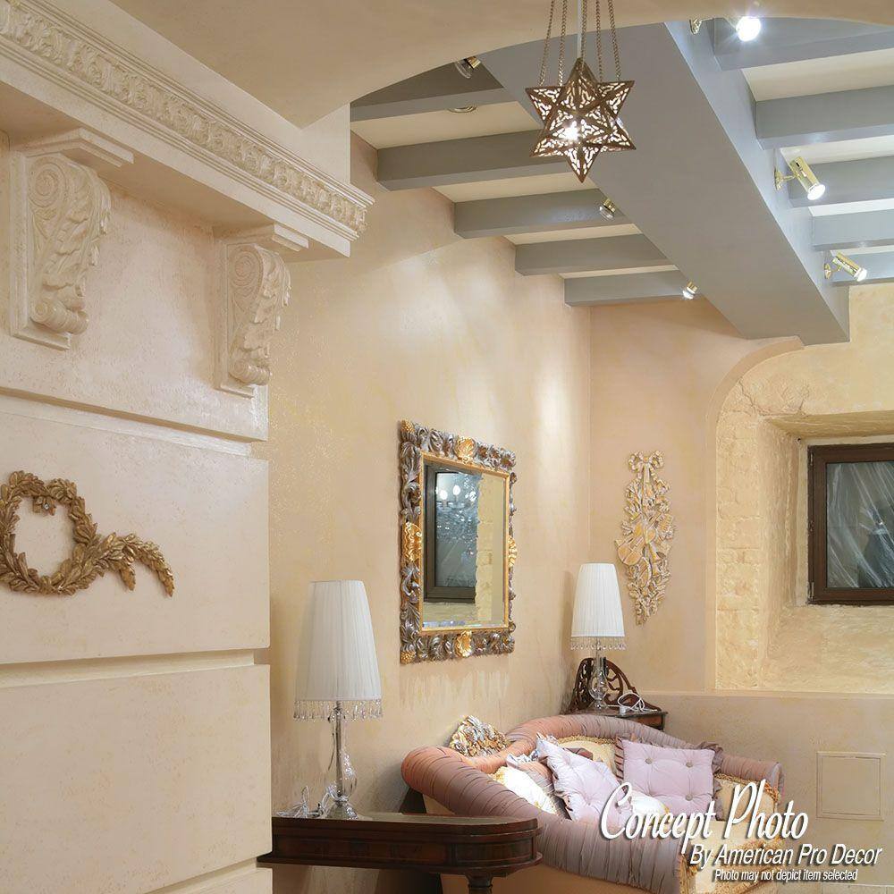Primed White Polyurethane Crown Moulding Sample with Leaf Design