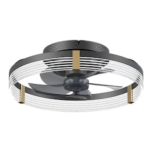 15.75 in. Indoor Low Profile Modern Style Black LED Recessed Ceiling Fan Light with Light App and Remote Control