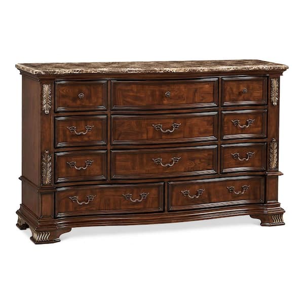 Furniture of America Florince Brown Cherry 11-Drawer 68 in. W