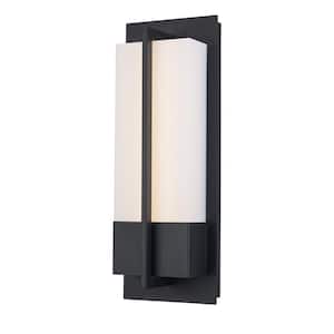 Venue 20 in. Black Integrated LED Outdoor Wall Light Fixture with Acrylic Shade