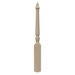 Stair Parts 3015 48 in. x 3-1/2 in. Unfinished Poplar Pin Top Newel Post for Stair Remodel