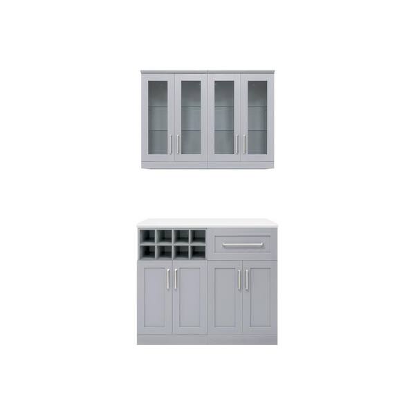 NewAge Products Home Bar 21 in. Gray Cabinet Set (5-Piece)
