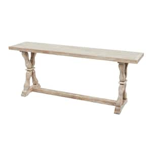 47 in. x 12 in. x 20 in. Brown Whitewashed Bench with Trestle Stand