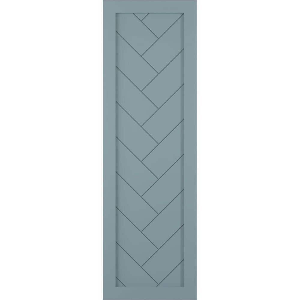 12 in. x 51 in. PVC Single Panel Herringbone Modern Style Fixed Mount Board and Batten Shutters Pair in Peaceful Blue price history on PriceWatchPro