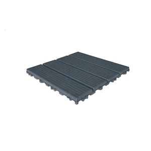 1 ft. x 1 ft. Plastic Deck Tile in Dark Gray for Outdoor Porch Poolside Balcony Backyard (44 Per Box)