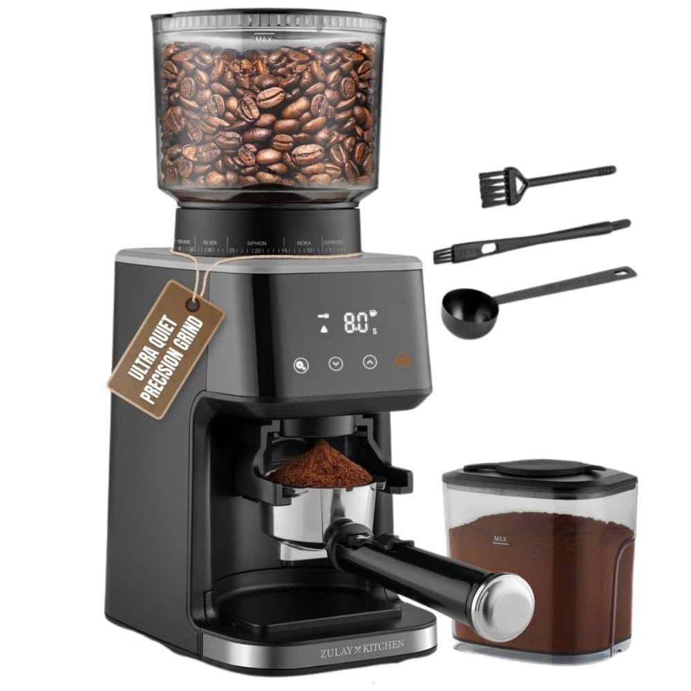 Black Stainless Steel Electric Burr Coffee Grinder with Adjustable Grind