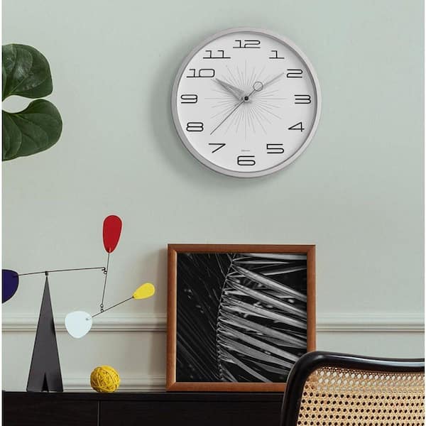 12 in. White Analog Metal Lighted Wall Clock for Living Room