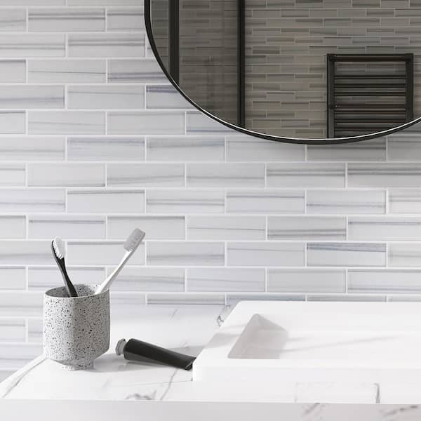 Ecoglassify White 11.82 in. x 11.82 in. Brick Joint Matte Glass Mosaic Tile (9.7 sq. ft./Case)