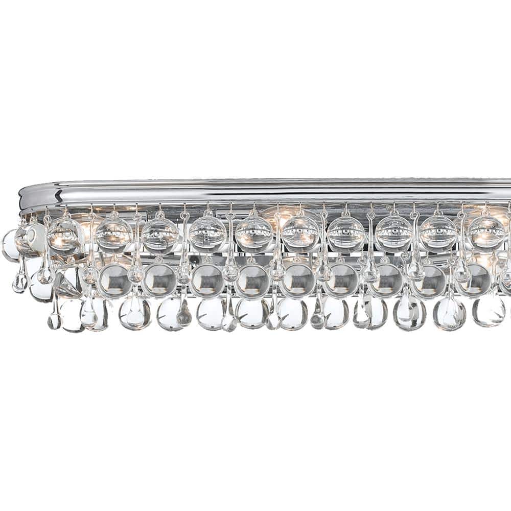 Polished Chrome 8-Light Dimmable Vanity Fixture with Clear Glass Drops