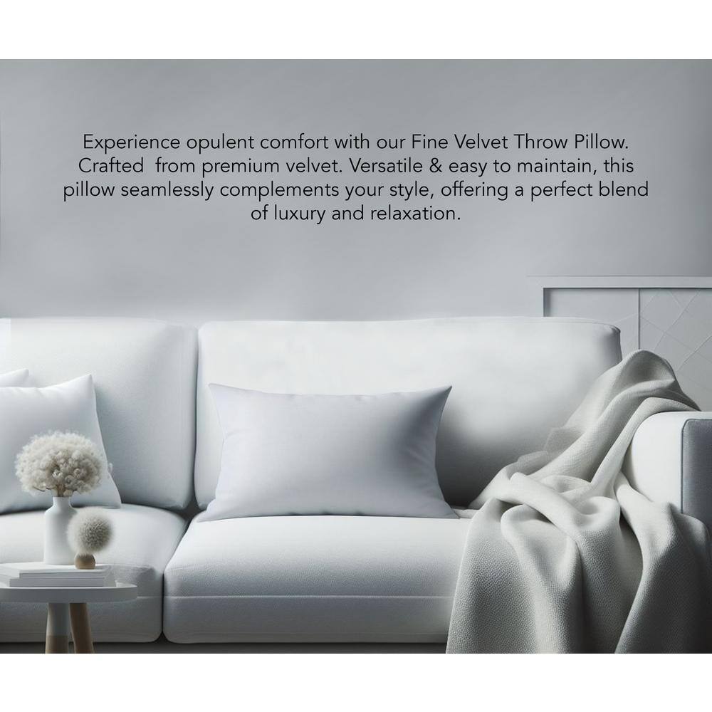 White Hypoallergenic Down Alternative 12" x 20" Velvet Throw Pillow
