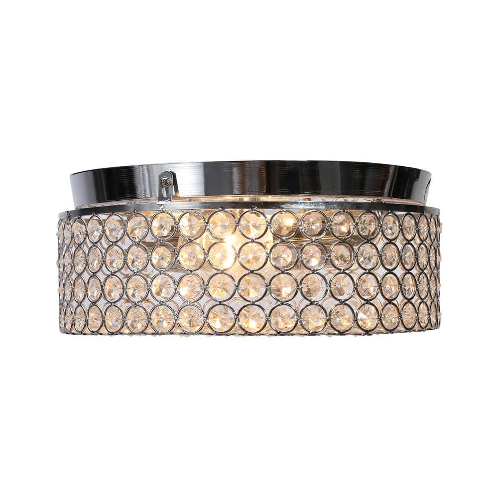 Westerfield 2-Light Chrome Crystal Flush Mount Drum Fixture
