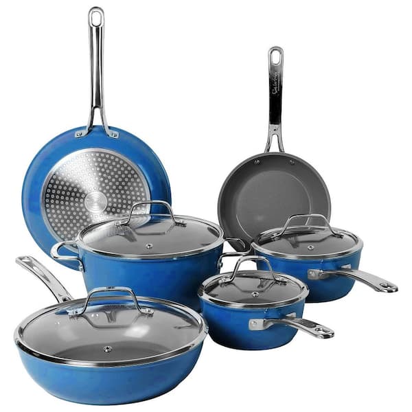 Sur La Table Kitchen Essentials Cool Commune 10 Piece Nonstick Aluminum Cookware Set in Marine