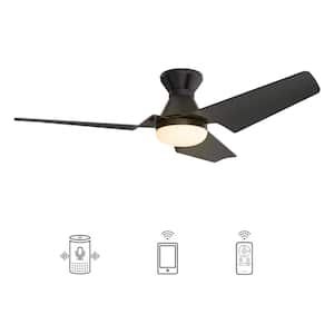 Jett 52 in. Dimmable LED Indoor Black Smart Ceiling Fan with Light and Remote, Works with Alexa and Google Home