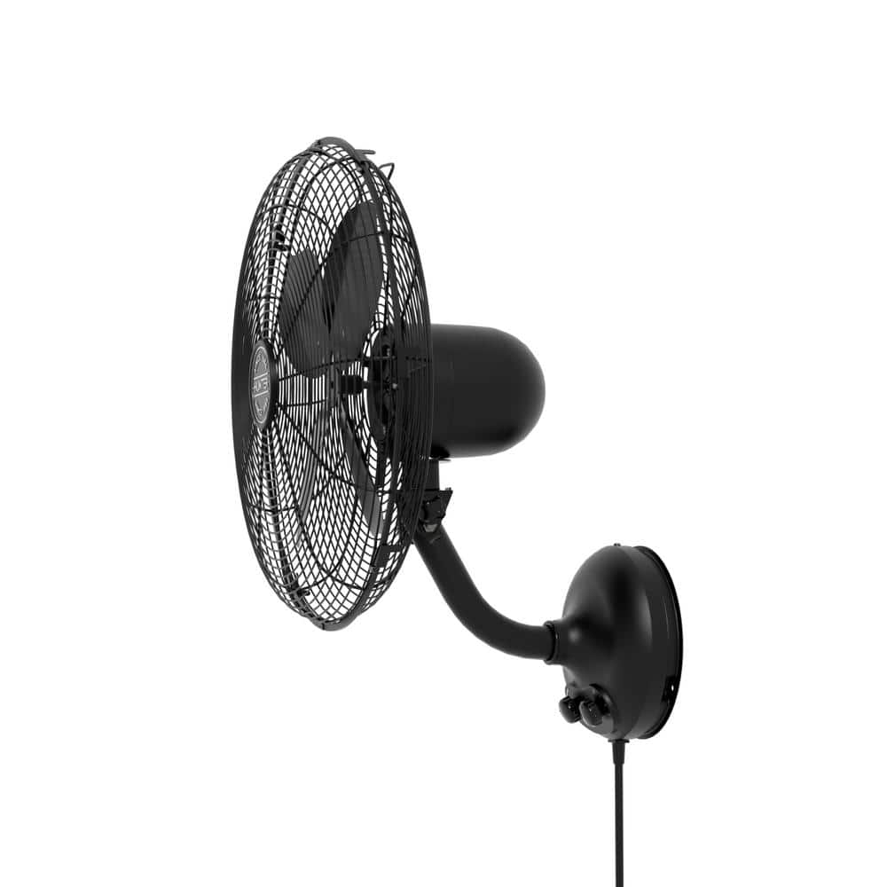Matte Black 16-Inch Oscillating Wall Mounted Fan with Adjustable Head