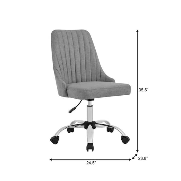 Cullen Gray Channel-Tufted Upholstered Office Chair with Adjustable Metal Base