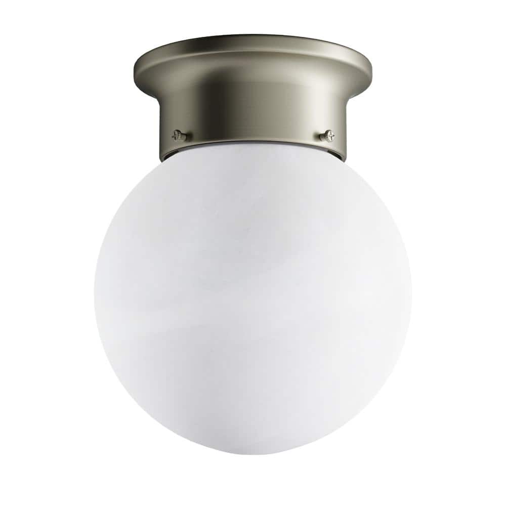 Brushed Nickel Indoor/Outdoor 6" Globe Ceiling Light