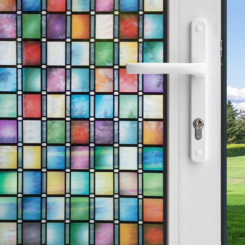 Gila 36 In X 78 In Privacy Control Stained Glass Atlantis Decorative Window Film The Home Depot