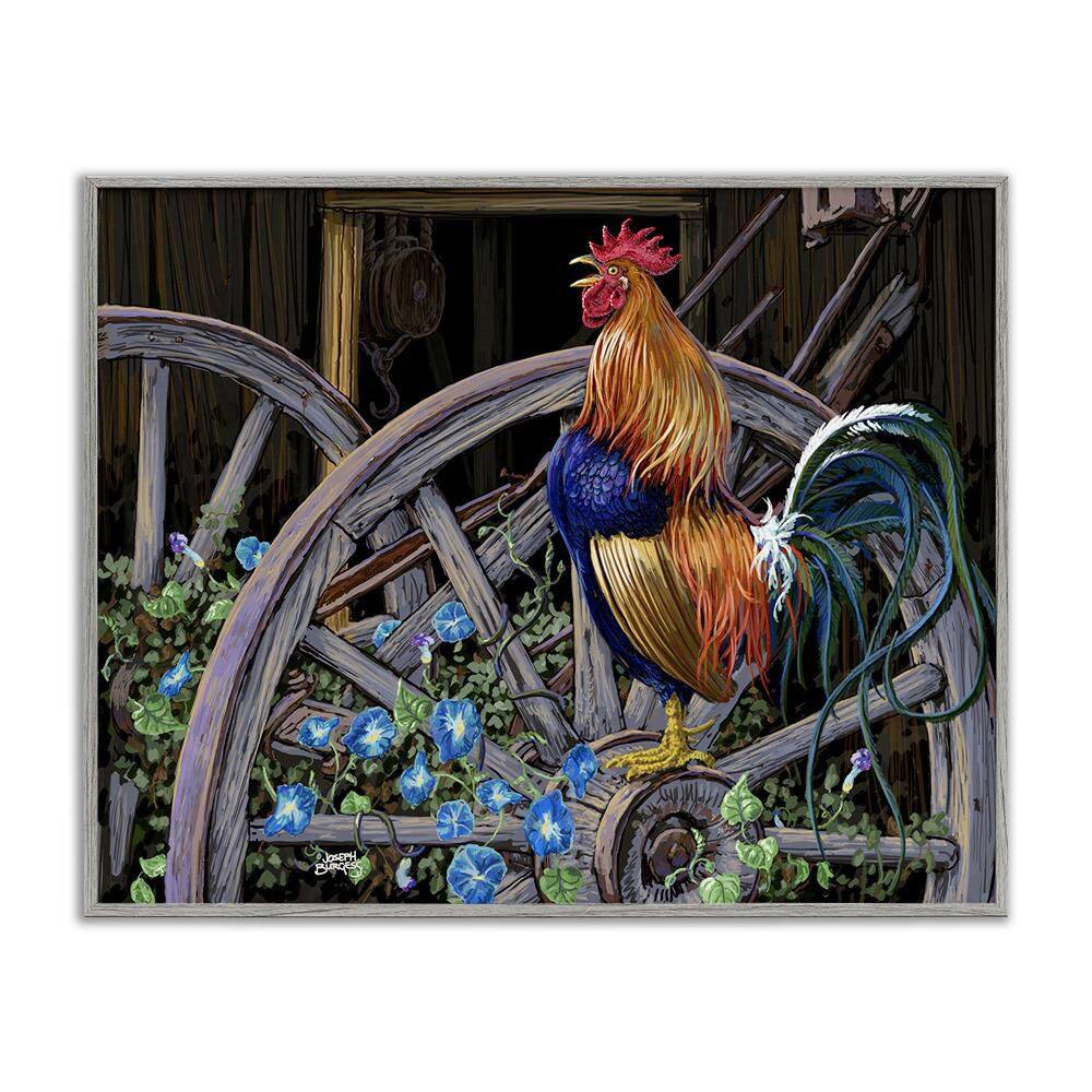 Morning Glory Rooster by Joseph Burgess 1 Piece Gray Framed Animal Giclee Art Print 24 in. x 30 in. price history on PriceWatchPro