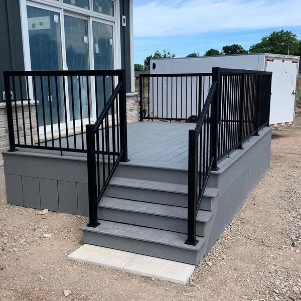 Vista 42 in. H x 2.5 in. W Black Aluminum Bottom Stair Post for Stair Railing Kit