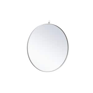 Medium Round White Modern Mirror (32 in. H x 32 in. W)
