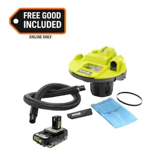 Ryobi ONE+ 18V Cordless 5 Gal. Bucket Top Wet/Dry Vacuum with ONE+ 18V 2.0 Ah Lithium-Ion HIGH PERFORMANCE Battery (PCL732B-PBP003)