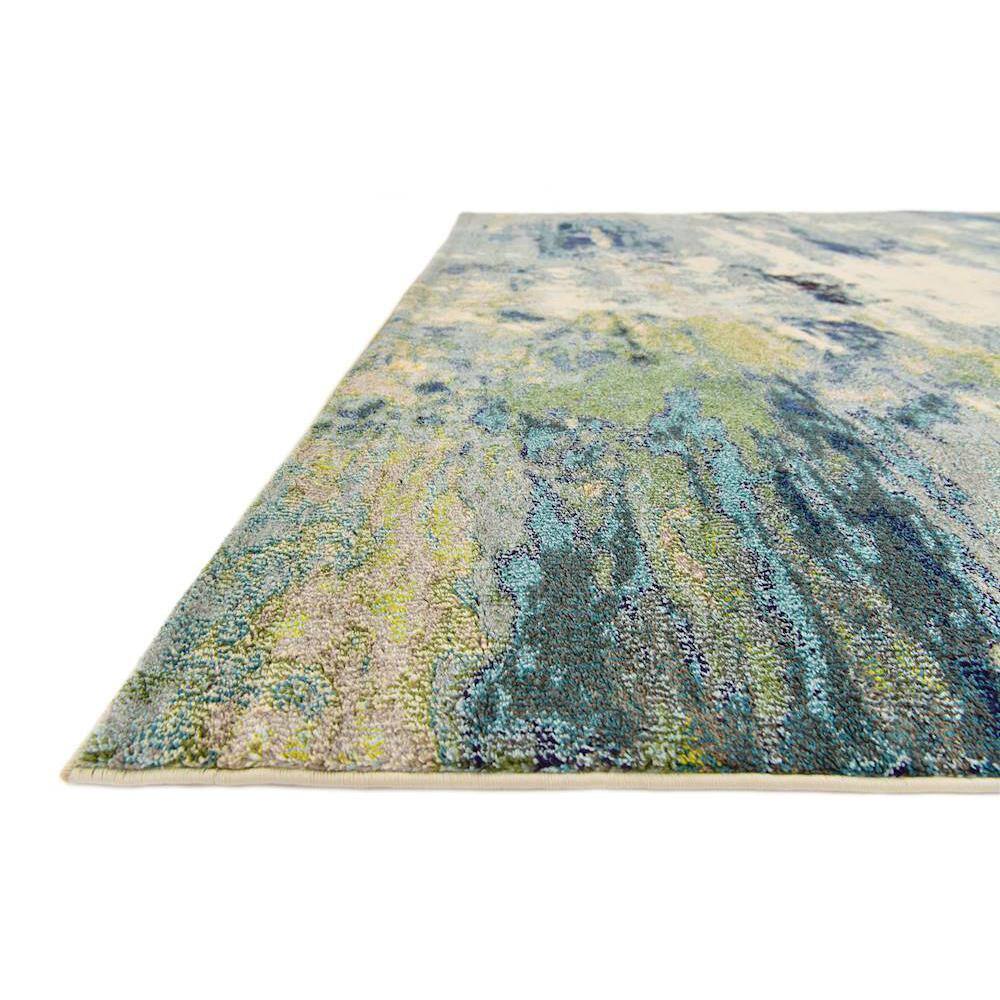 Luminous Light Blue Abstract Synthetic Indoor Rug, 10' 6" x 16' 5"