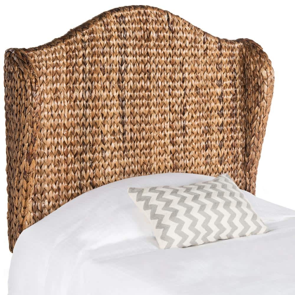 Nadine Transitional Winged Banana Leaf Fiber Twin Headboard in Rich Brown