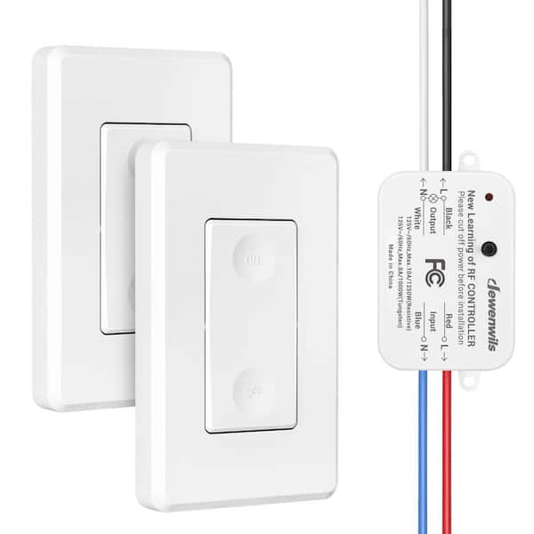 3-Way Wireless Light Switch Kit, 2-Remote Switches Control 1 On/Off 10 amp Receiver - White