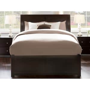 Portland Espresso Black Solid Wood Frame King Platform Bed with Footboard and Twin XL Trundle