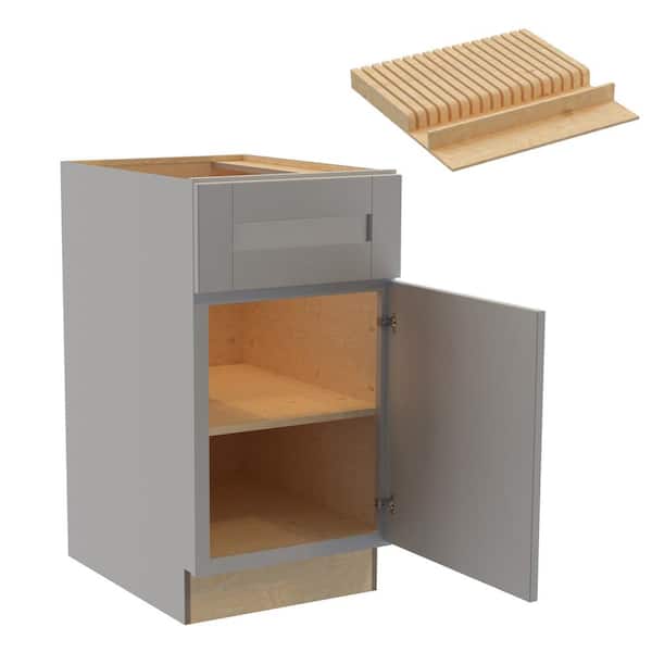 Home Decorators Collection Washington 18 in. W x 24 in. D x 34.5 in. H Veiled Gray Plywood Shaker Assembled Base Kitchen Cabinet Right Knf Block