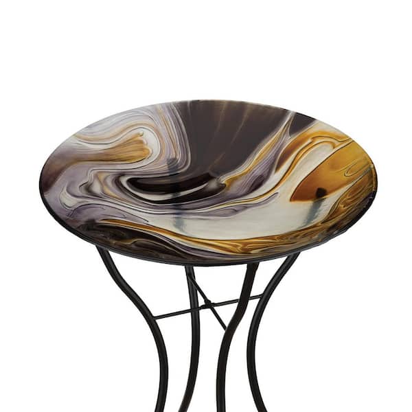 Regal Art & Gift 18 in. Birdbath with Stand-Swirl Black