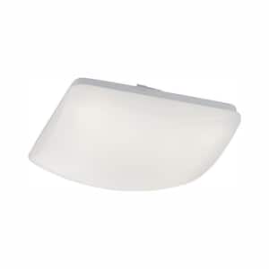11 in. Low-Profile Square 1-Light White LED Puff Flush Mount
