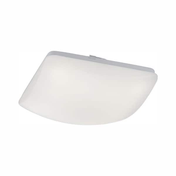 Commercial Electric 11 in. Low-Profile Square 1-Light White LED Puff Flush Mount