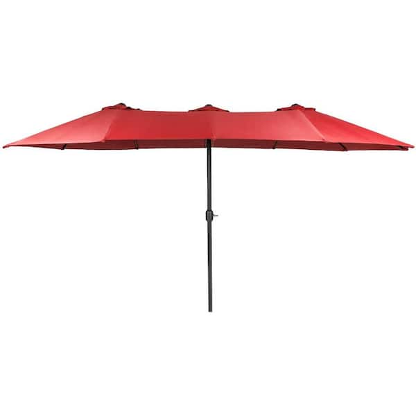 Suncrown 15 ft. Aluminum Market DoubleSided Patio Umbrella in Red HD