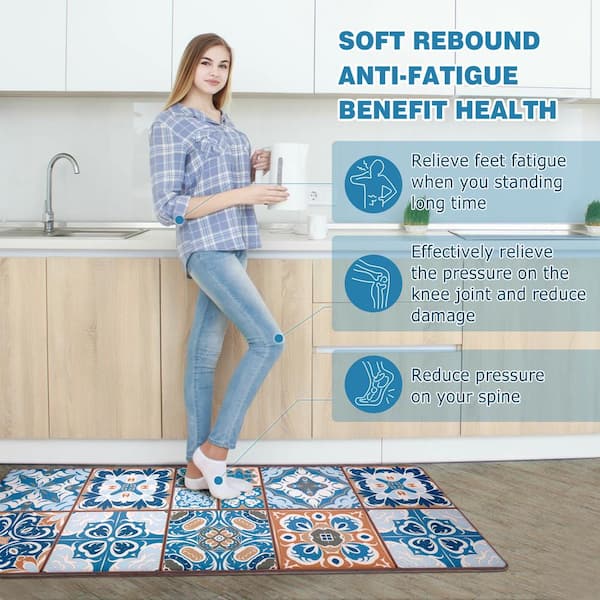 Modern Tiles Multi-Colored 17 in. x 30 in. Comfort Anti-Fatigue Kitchen Mat