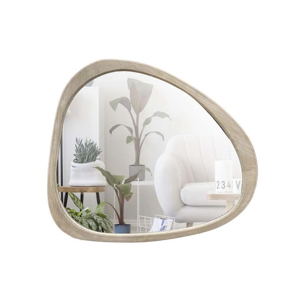 TENGYA LLC 44.9 in. W x 38.93 in. H Asymmetrical Wall Mirror Wooden Framed Mirror Dressing Mirror for Living Room Bedroom Bathroom