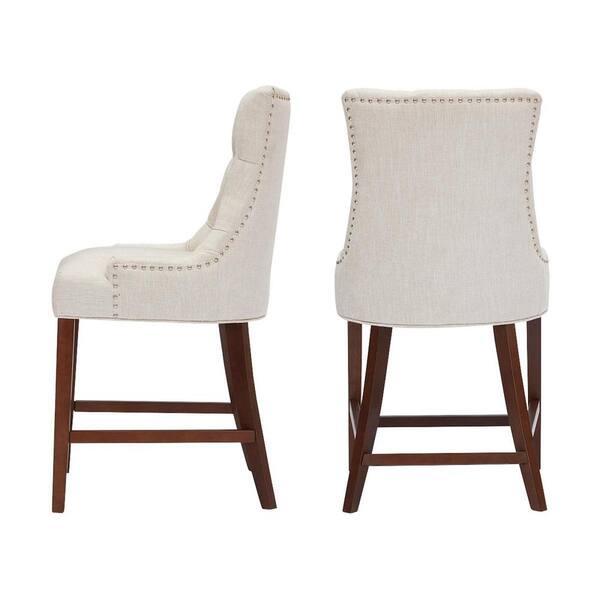 stylewell bakerford wood upholstered counter stool with back and seat