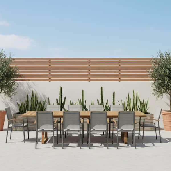Moria 11-Piece Teak FSC Certified and Aluminum Patio Dining Set