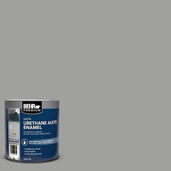 BEHR PREMIUM 1 qt. #MQ6-22 Gateway Gray Urethane Alkyd Satin Enamel Interior/Exterior Paint