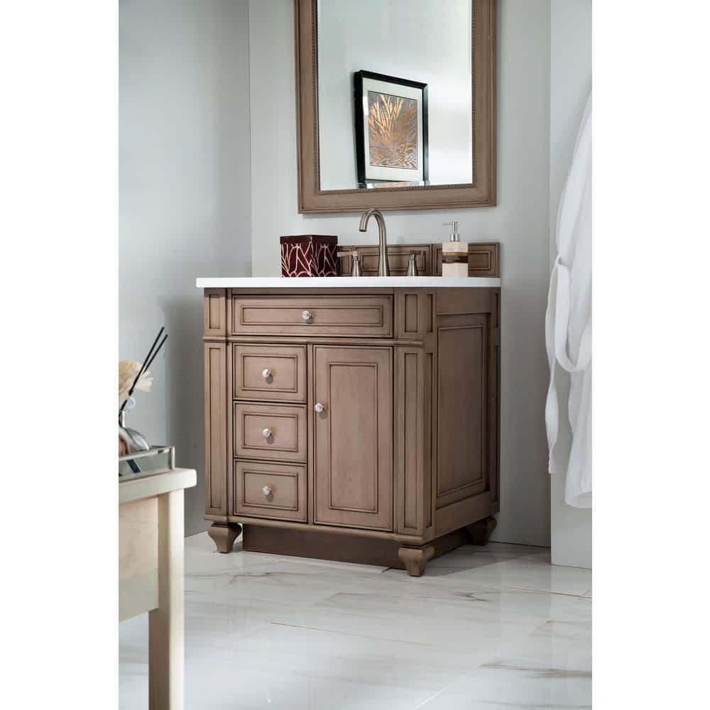 Bristol 30" Dark Wood Single Vanity with Backsplash