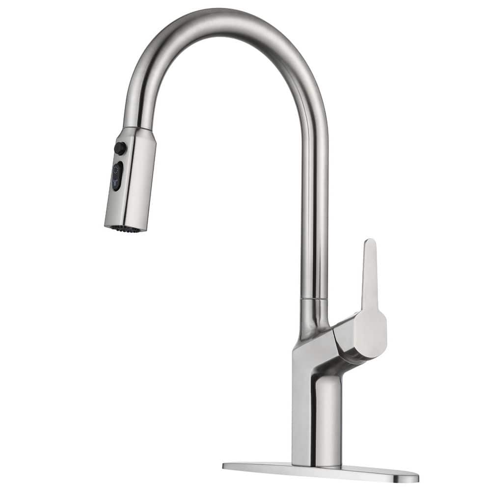 17 in. Pull Down Sprayer Kitchen Faucet with 360° Spout Swivel 3-Mode Stream/Spray/Sweep in Brushed Nickel price history on PriceWatchPro