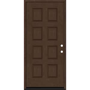 Regency 32 in. x 80 in. 8-Panel LHIS Hickory Stain Mahogany Fiberglass Prehung Front Door