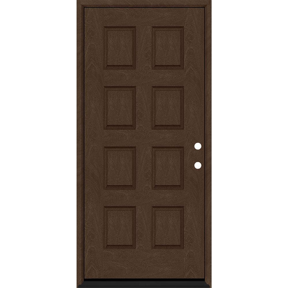Regency 36 in. x 80 in. 8-Panel LHIS Hickory Stain Mahogany Fiberglass Prehung Front Door w/ 6-9/16 Jamb price history on PriceWatchPro